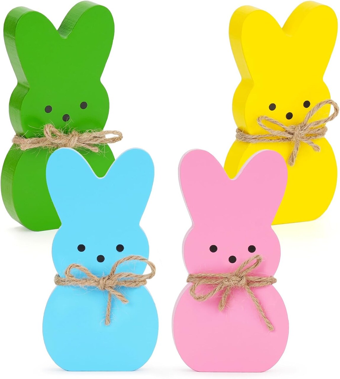 Easter Décor, 4 Pcs Bunny Table Decorations Wooden Spring Signs